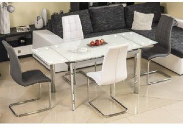Kennedi 120-180 Cm Förlängningsbart Matbord - Krom/Vit (Matbord i kategorin Möbler)