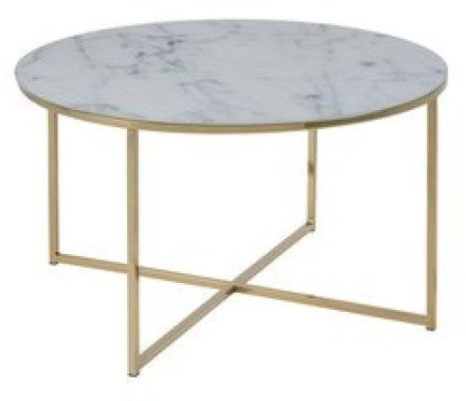 Alisma soffbord Ø80 cm - Vit marmor/guld 