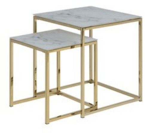 Alisma Satsbord 45X45 Cm - Vit Marmor/Guld (Övriga Möbler i kategorin Möbler)