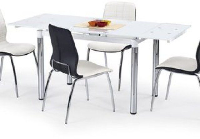 Amalie matbord 110-170 cm - Vit / Krom 