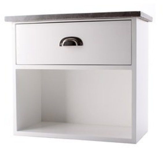 Sängbord Hugo Vägghängt Med 1 Låda - Vit/Cement (Övriga Möbler i kategorin Möbler)