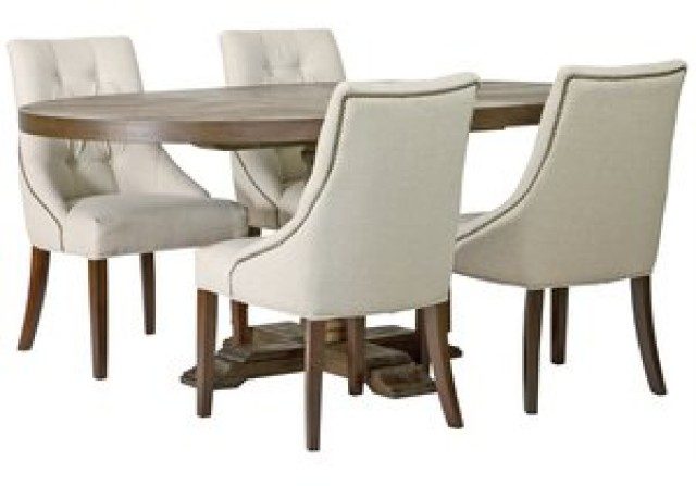 Matgrupp: Lamier matbord runt - brun + 4 st Tuva europa ver II stolar 