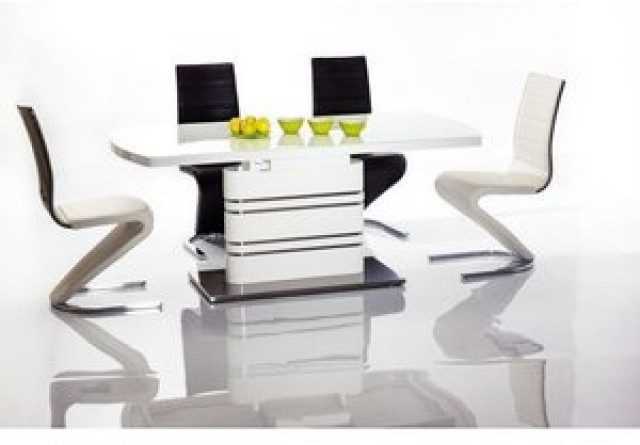 Celeste utdragbart matbord i vit högglans 90x180-220 cm 