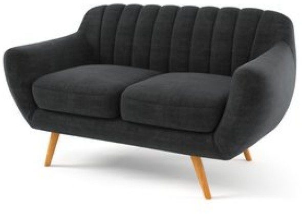 Visby 2-sits soffa - Matt velvet 06 - Beige, Svarta 
