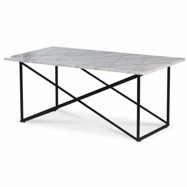 Paladium soffbord i marmor 110 x 60 cm - Svart / Äkta ljus marmor 