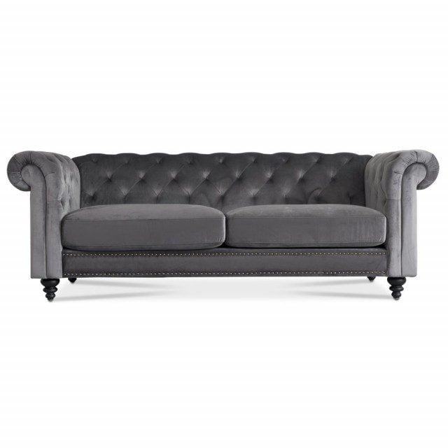 Royal Chesterfield 3-sits soffa i grå sammet 