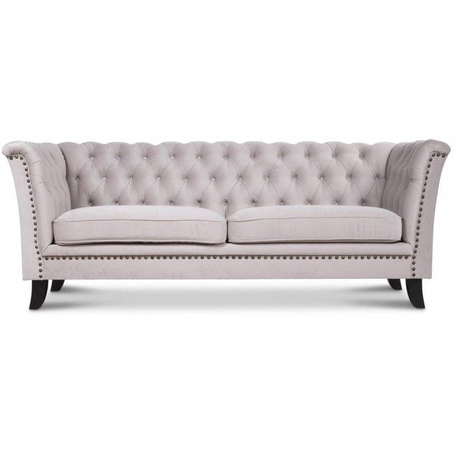 Milton Chesterfield 2-sits soffa i beige Sammet 