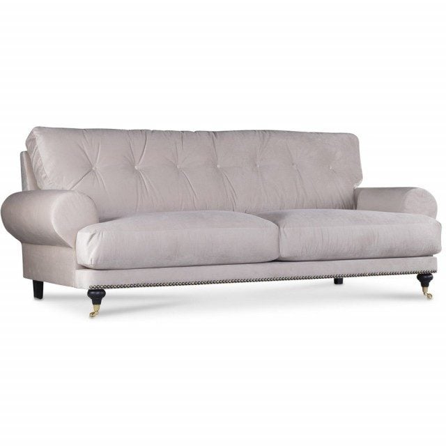 Andrew Deco 3-sits soffa - Beige sammet 