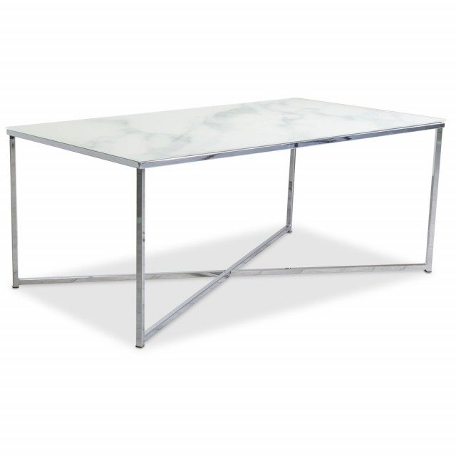 Palasso soffbord 110 cm - Krom / Ljus marmorering - Glasbord, Soffbord, Bord 