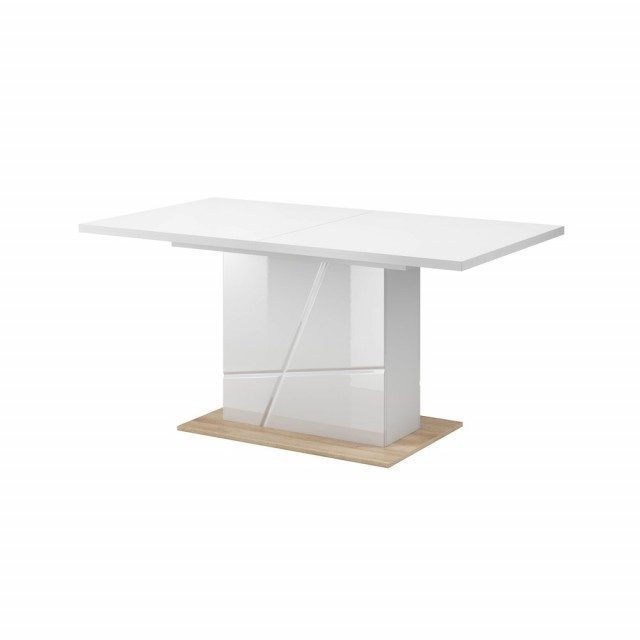 Villum matbord 160-200 cm - Vit(högglans) / riviera ek 