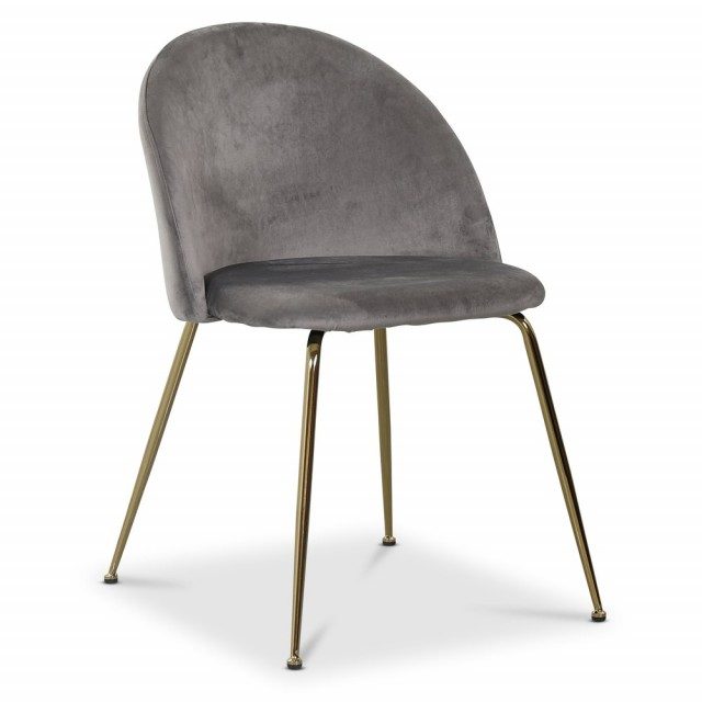 2 st Art velvet stol - Ljusgrå / Mässing 
