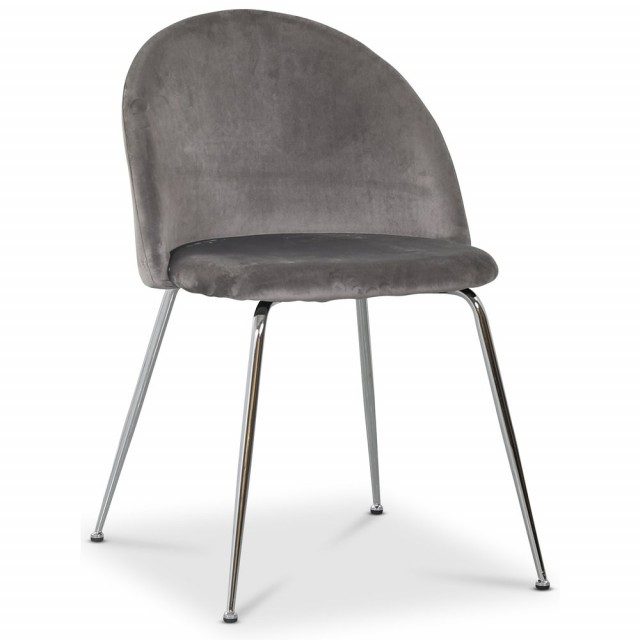 2 st Giovani velvet stol - Ljusgrå / Krom 