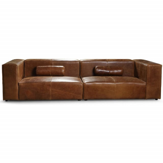 Madison XL soffa 300 cm - Anilinläder cognac 