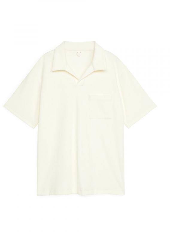Cotton Towelling Polo Shirt - White 