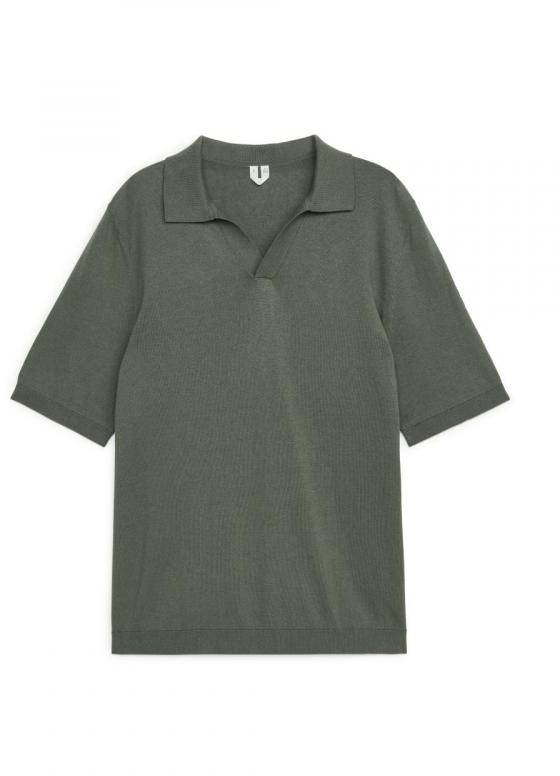 Cotton Linen Polo Shirt - Green 