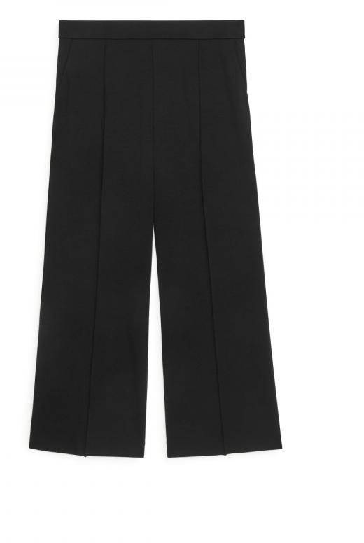 Cropped Milano Rib Trousers - Black 