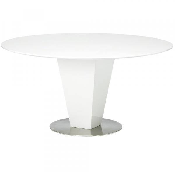 Cecilia runt vitt matbord i högglans Ø130 cm 
