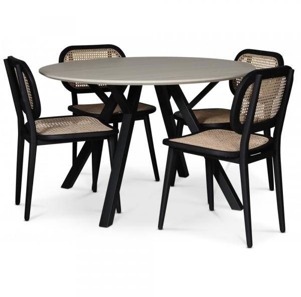 Ankara matgrupp runt matbord + 4 st svarta Siknäs stolar 
