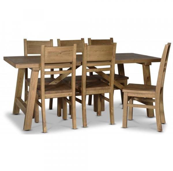 Woodforge Matgrupp Bord Med 6 St Stolar I Återvunnet Trä (Matgrupper i kategorin Möbler)