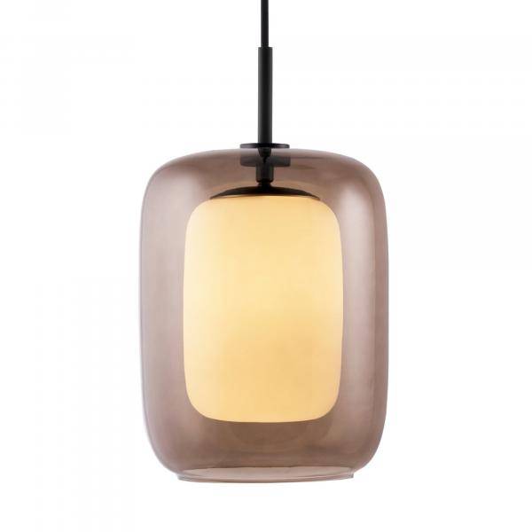 Globen Lighting Cuboza pendel, 20 cm, brun/vit 