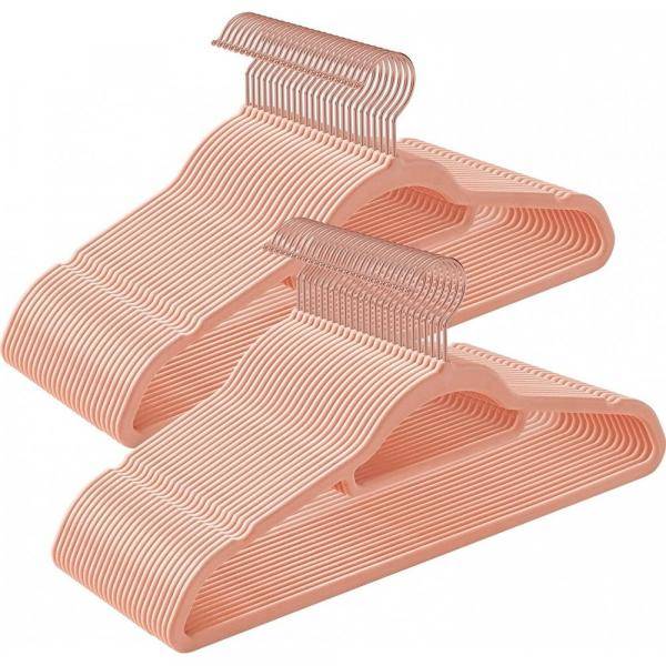 Klädgalge, sammet, 43,5 cm, 50-pack - Rosa 