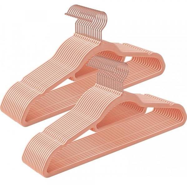 Klädgalge, sammet, 43,5 cm, 30-pack - Rosa 