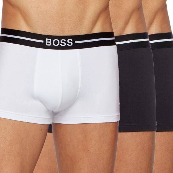 BOSS Kalsonger 3P Organic Cotton Trunk Vit/Svart bomull Small Herr 