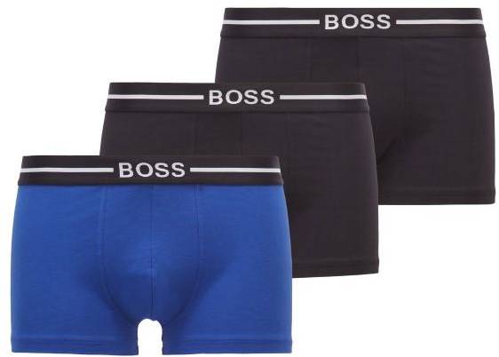 BOSS Kalsonger 3P Organic Cotton Trunk Svart/Blå bomull Medium Herr 