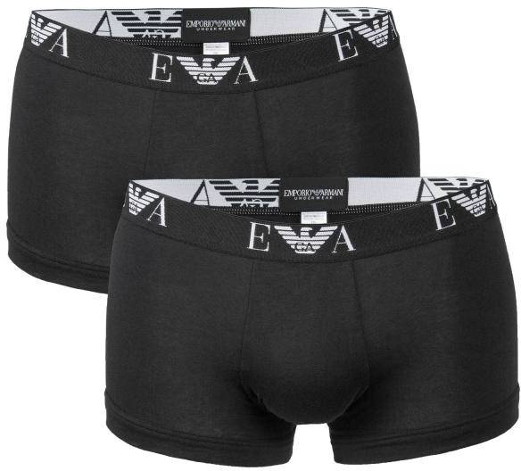 Emporio Armani Kalsonger 2P Stretch Cotton Trunk Svart bomull Medium Herr 