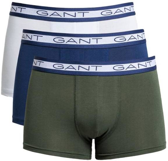 Gant Kalsonger 3P Basic Cotton Trunks Blå/Grön bomull Small Herr 