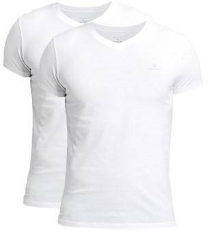 Gant 2P Basic V-Neck T-Shirt Svart/Vit bomull Small Herr 