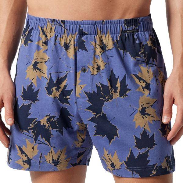 Schiesser Kalsonger 2P Fun Prints Boxer Shorts Ljusblå m Möns bomull Medium Herr 