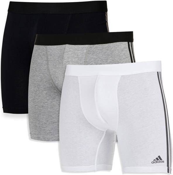 Adidas Kalsonger 3P Active Flex Cotton 3 Stripes Boxer Brief Vit/Grå Bomull Small Herr (Övriga Kalsonger i kategorin Kalsonger)