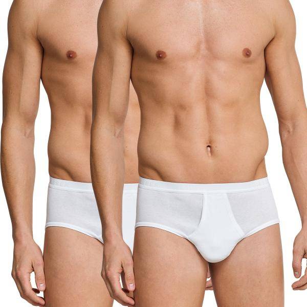 Schiesser Kalsonger 2P Original Classics Fine Rib Sport Briefs Vit bomull Small Herr 