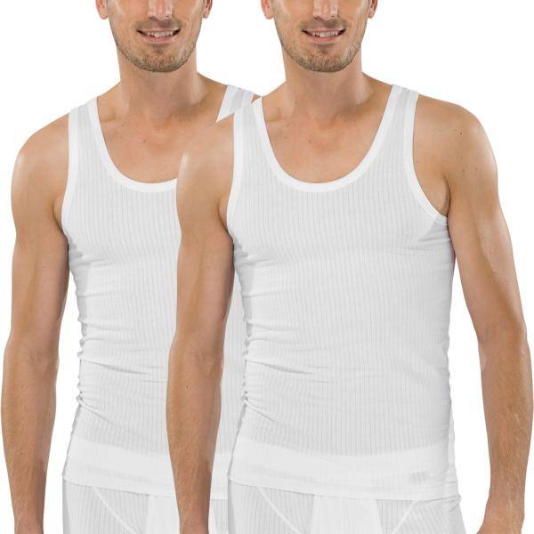 Schiesser 2P Authentic Undershirts Vit bomull Small Herr 