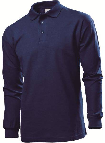 Stedman Polo Long Sleeve Men Marin bomull Small Herr 