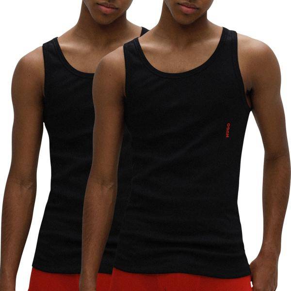 HUGO 2P Twin Tank Top Svart bomull Small Herr 