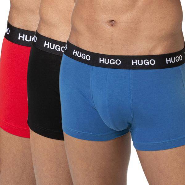 HUGO Kalsonger 3P Triplet Trunk Röd/svart bomull Medium Herr 