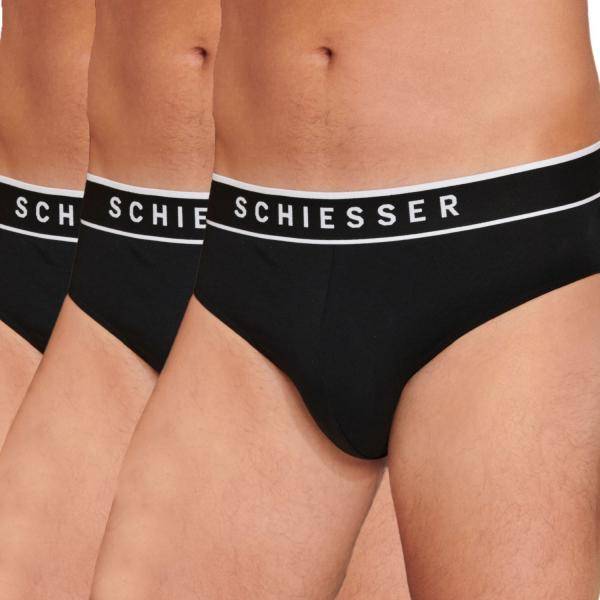 Schiesser Kalsonger 3P 95-5 Organic Cotton Rio Brief Helsvart bomull Small Herr 