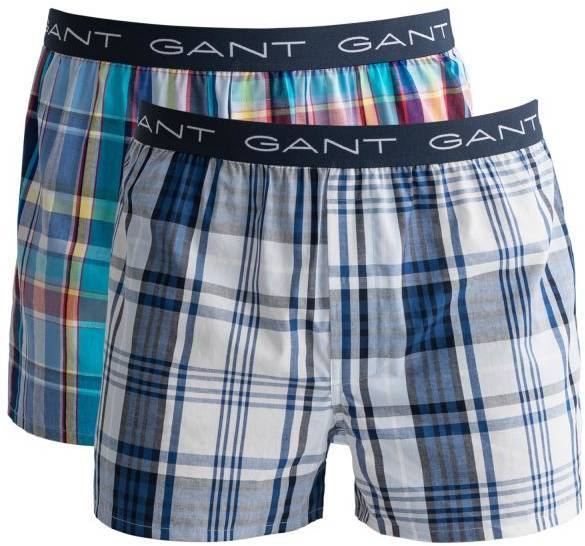 Gant Kalsonger 2P Cotton With Fly Boxer Shorts Rutig bomull Medium Herr 