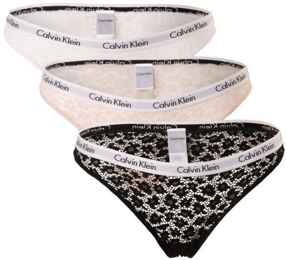 Calvin Klein Trosor 3P Carousel Lace Core Brazilian Svart/Rosa polyamid Small Dam 