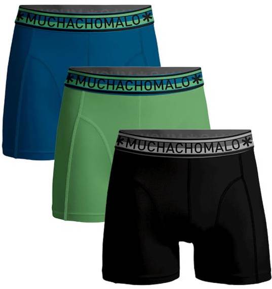 Muchachomalo Kalsonger 3P Cotton Stretch Solid Color Boxer Blå/Grön bomull Small Herr 