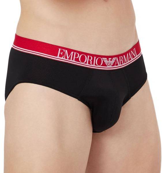 Emporio Armani Kalsonger Mesh Microfiber Brief Svart polyamid Small Herr 