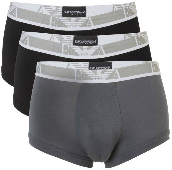 Armani Monogram Trunk Kalsonger Svart/Grå bomull Small Herr 