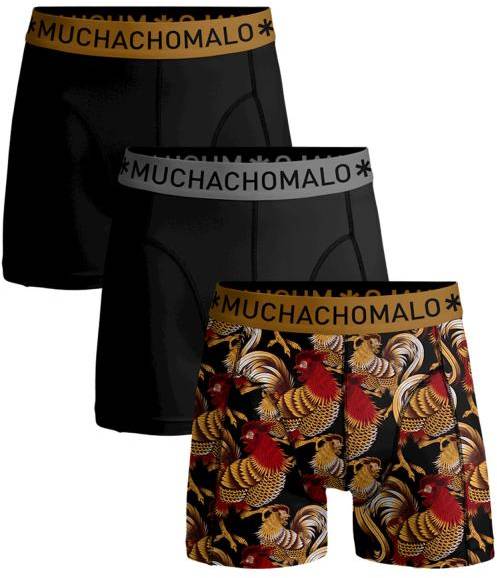 Muchachomalo Kalsonger 3P Cotton Stretch Boxers Rooster Svart mönstrad bomull Small Herr 