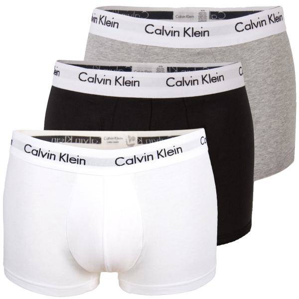 Calvin Klein Kalsonger 3P Cotton Stretch Low Rise Trunks Vit/Grå bomull Small Herr 