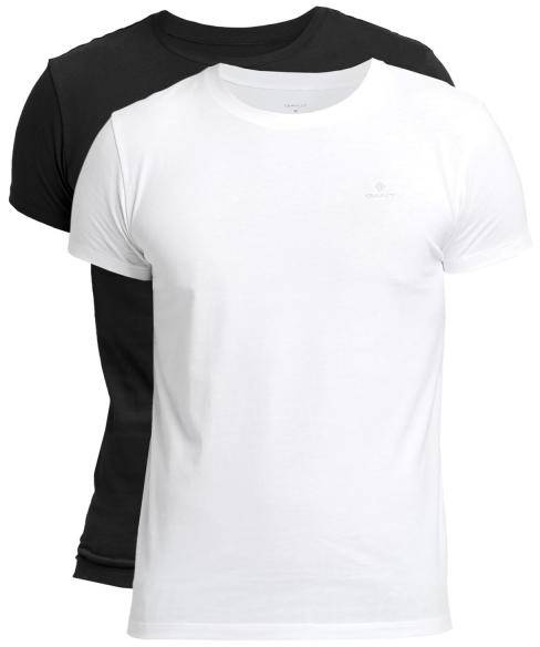 Gant 2P Basic Crew Neck T-Shirt Svart/Vit bomull Small Herr 