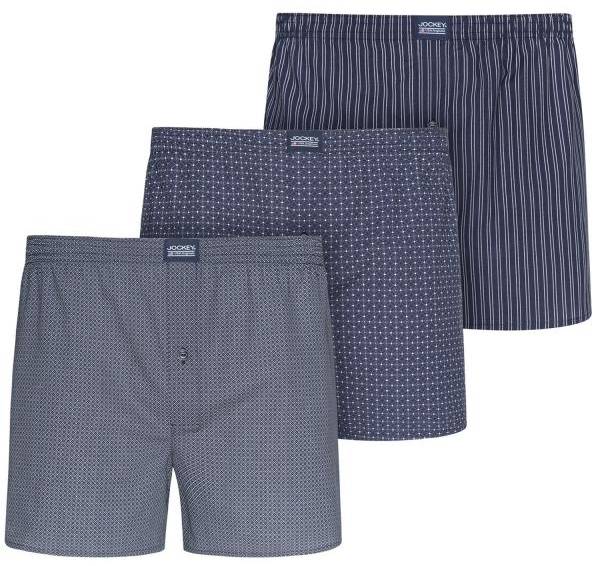 Jockey Kalsonger 3P Woven Soft Poplin Boxer Shorts Marin bomull Small Herr 