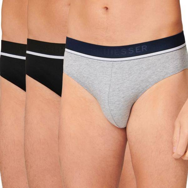 Schiesser Kalsonger 3P 95-5 Organic Cotton Rio Brief Svart/Grå bomull Small Herr 