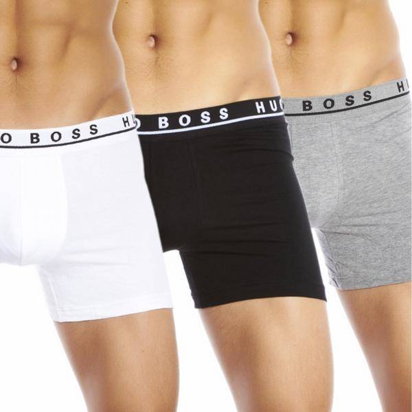 BOSS Kalsonger 3P Cotton Stretch Boxer Brief Long Flerfärgad bomull Small Herr 